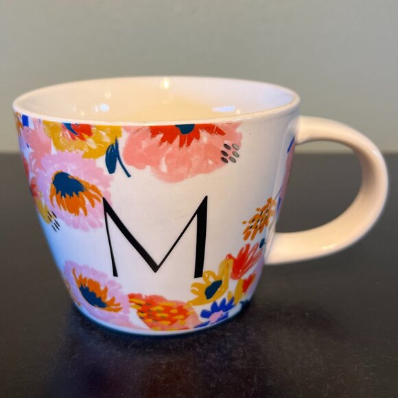 OPALHOUSE Floral Letter M Initial Monogram Wide-Mouth Ceramic Mug - Picture 3 of 6